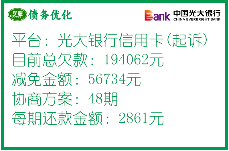 光大銀行信用卡起訴后協(xié)商案例