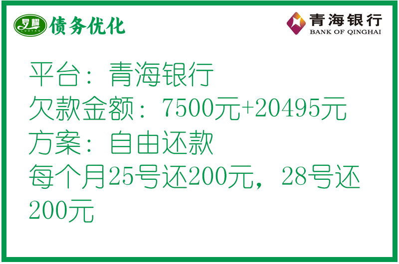 青海銀行信貸自由還款協(xié)商案例