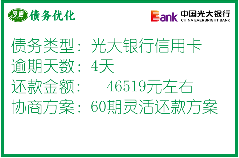 光大銀行信用卡個性化分期(停息掛賬)協(xié)商案例